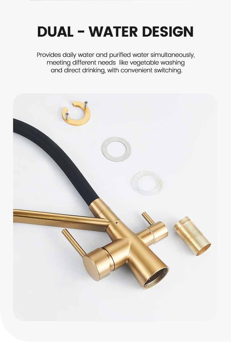 Matte Black 3-in-1 Pull-Out Kitchen Tap