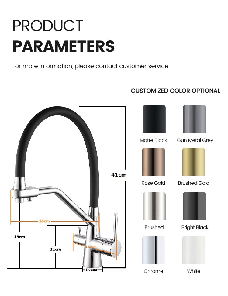 Matte Black 3-in-1 Pull-Out Kitchen Tap