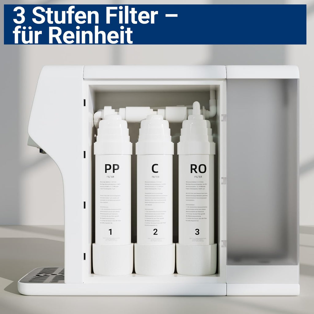 Osmosis System (RO) Countertop Filter (Mobile) with Temperature Levels (up to ~100°C) & TDS No Water Connection Required Lime-Free Drinking Water Dispenser Hot Water