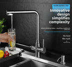 Trade Shop 3-Way Kitchen Mixer Tap – Hot, Cold & Filtered Water, 360° Swivel Spout Silver
