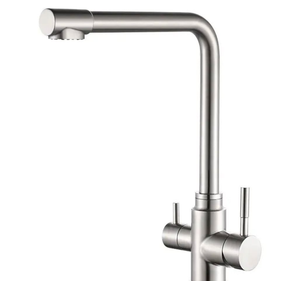 Trade Shop 3-Way Kitchen Mixer Tap – Hot, Cold & Filtered Water, 360° Swivel Spout Silver