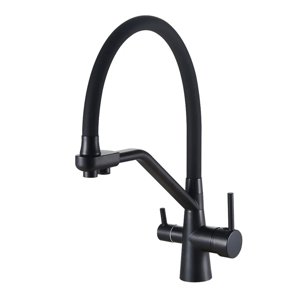 Matte Black 3-in-1 Pull-Out Kitchen Tap