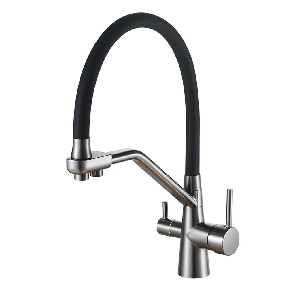 Matte Silver 3-in-1 Pull-Out Kitchen Tap